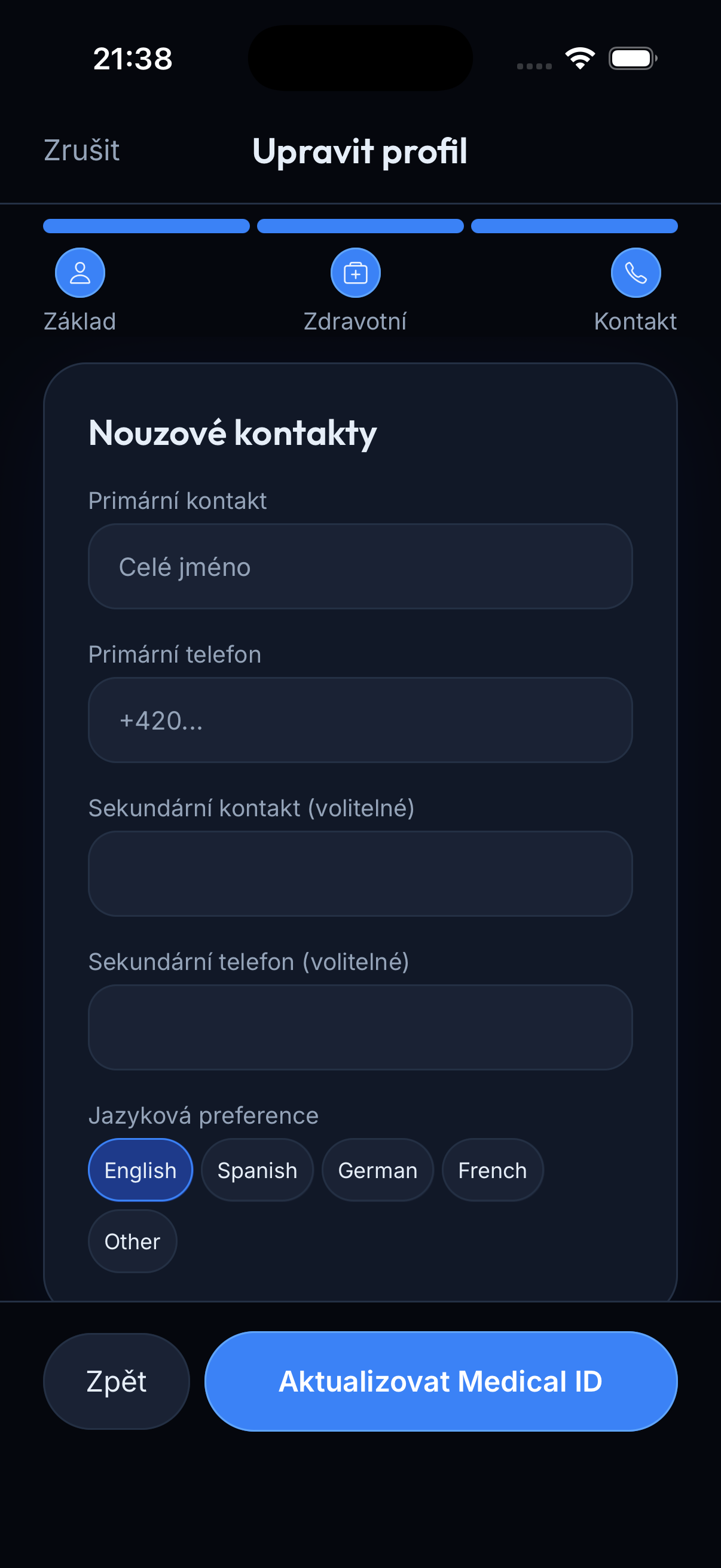 primární kontakt
